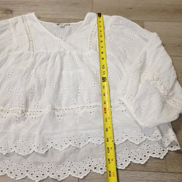 American Eagle Stitch Crochet Embroidered Peasant Top Shirt Boho Sz M READ - Picture 2 of 7
